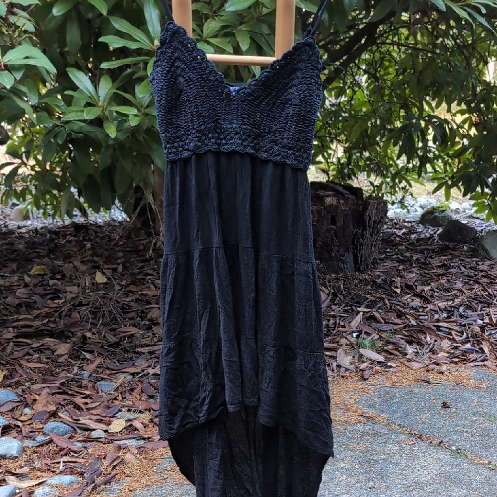 Charlotte Russe Black Crochet Y2K Strappy Dress